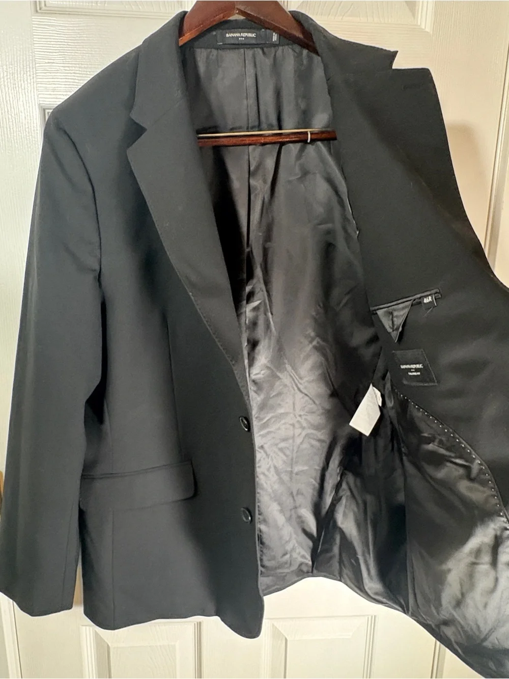 Banana Republic Black 2-Button Classic Suit Jacket Blazer 46R 108